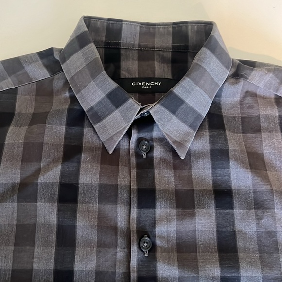 COPY - Givenchy Grey/Black Plaid Button Dress Shirt - Picture 2 of 5